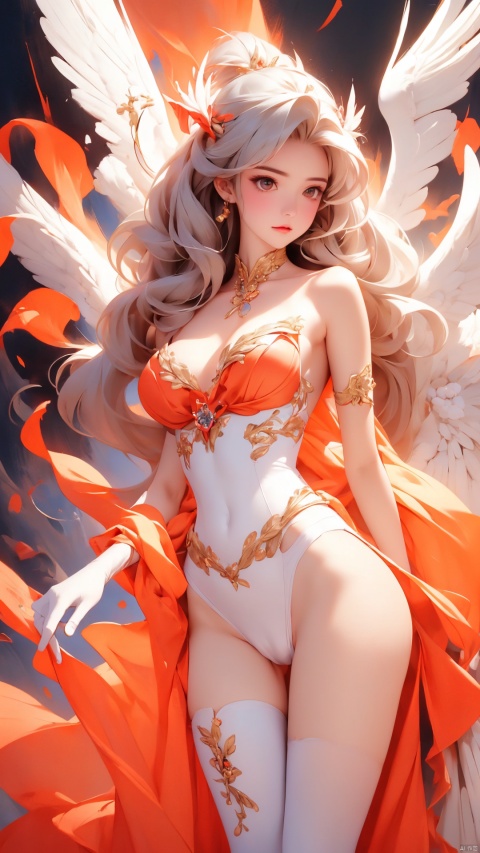  (Masterpiece, best picture quality), 1girl, (angewomon:1.2),dynamic postures, lingeries and armor, white stockings, sexy, white pantyhose, beautiful breasts, 1 girl, 1girl, hourglass_figure, perfect hands, cameltoe, abdomen