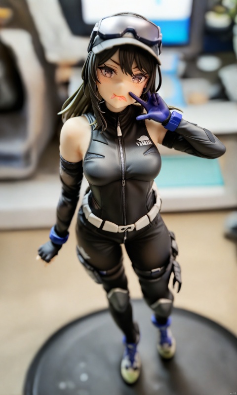  masterpiece,best quality,1 girl, v over mouth,combat suit, turtle Qigong wave, gravel spikes, resolute eyes, fighting posture