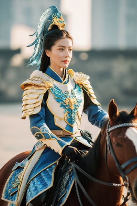 TWuxia style,ang Double Dragon biography, Wing and tail,female generals, Tang armor, heavy armor, horseback riding, troops under the city, film footage, master level capture,