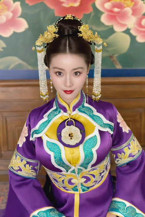  Kangxi Dynasty, Ge Ge, Big boobs,Qing Dynasty clothing, Bauhinia City, palace lock mind,Studio style,Greetings to the Emperor Amar
