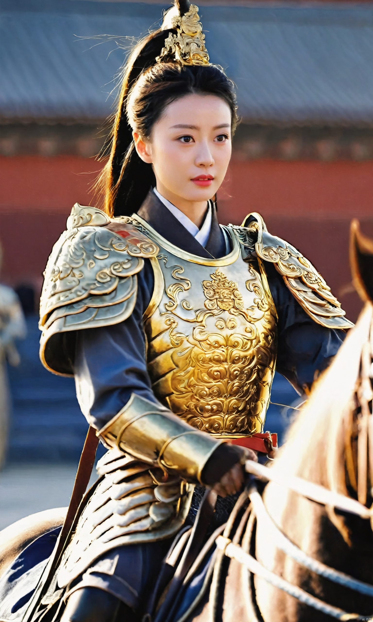  Tang Shuanglong biography, female generals, Tang armor, heavy armor, horseback riding, troops at the city,Cut horse blade,Jin Yong TV series,The Forbidden City