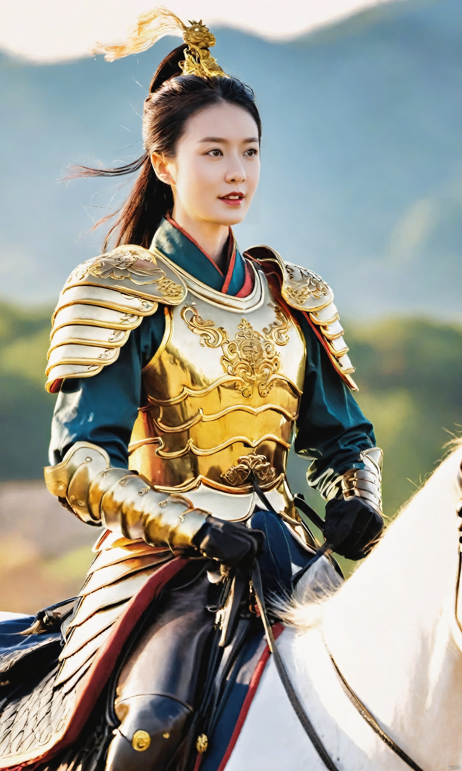  Tang Shuanglong biography, female generals, Tang armor, heavy armor, horseback riding, troops at the city,Cut horse blade,Jin Yong TV series