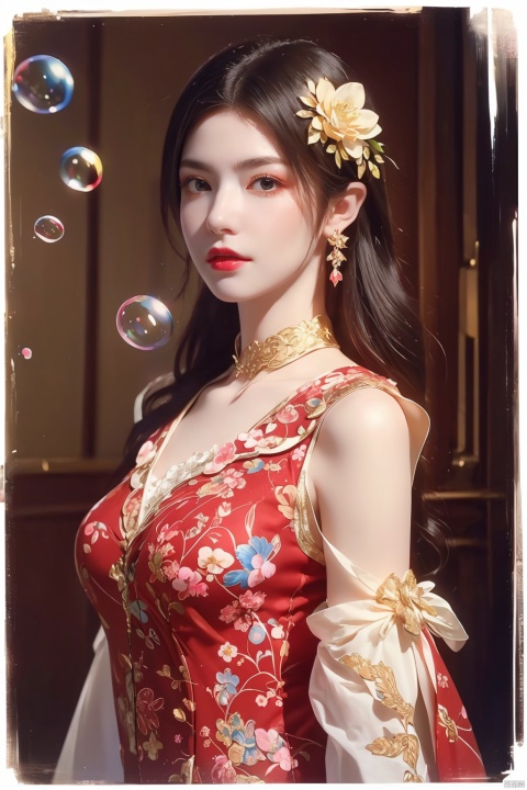  (masterpiece, best quality:1.2),(1girl:1.5),aged vintage paper,
a red pattern,1girl, flower,bubble,yuzu
