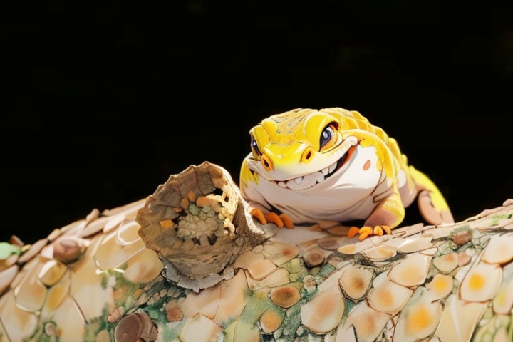 there is a lizard that is sitting on a tree branch, gecko, gecko sitting inside a terrarium, sleek yellow eyes, smiling male, angry gecko english gentelman, yellow background, streamlined spines, anthro gecko, yellow background beam, sleek spines, gold speckles, yellow - orange eyes, scaled skin, mottled coloring, soft yellow background, pale white detailed reptile skin, vivarium, scaly, light glowy yellow eyes, beautiful female white, orange fluffy spines, yellow glowing background, reptile, pallid skin, lizard, ornate golden background, glossy yellow, bumpy mottled skin, glowing golden eyes, reptile skin, relaxed. gold background, glowing yellow eyes