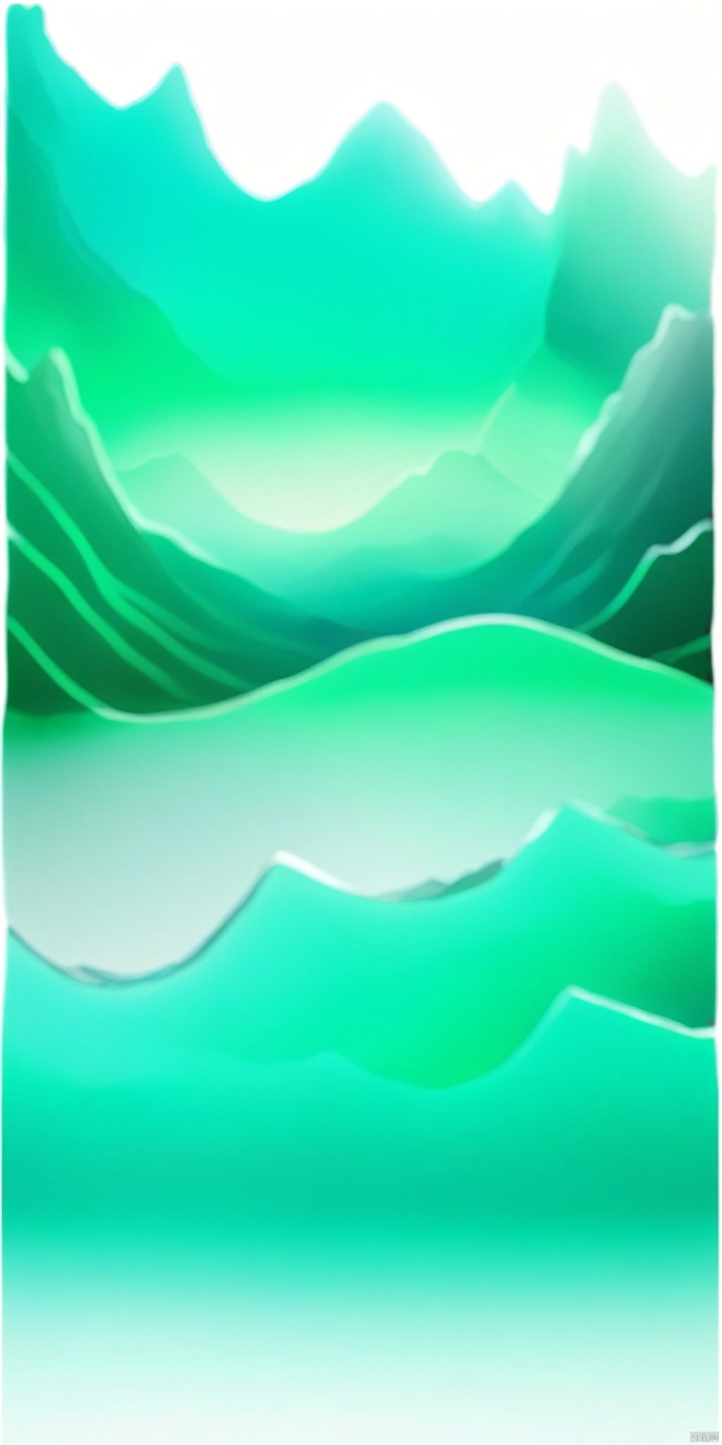 Best picture quality, masterpiece, Simple and modern landscape, Chinese style, soft and smooth lines, soft gradient colors, mountains, lakes , scenery,  jade,Contour lines, soft low polygon style, Gradient background, feicuixl