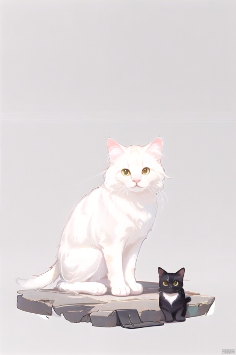 sitting, full body, grey background, no humans, animal, cat, realistic, animal focus, whiskers