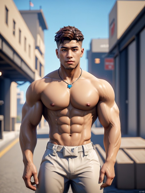 masterpiece,1 Man,Look at me,Handsome,Lovely,textured skin,super detail,best quality,adapted_uniform,Bustling city, 1 boy, a boy_gmlwman, Muscular Male, Arso, fu, asuo, (\a suo\), Fortnite