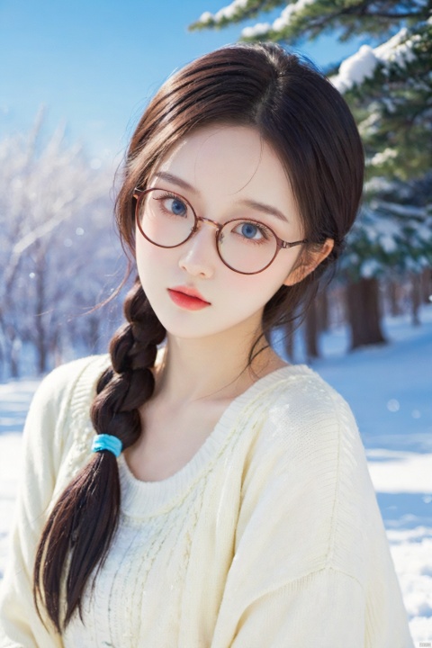  stym,1girl,glasses,Snow-white skin, Anime style, MAJICMIX STYLE, 1girl, FilmGirl, g010