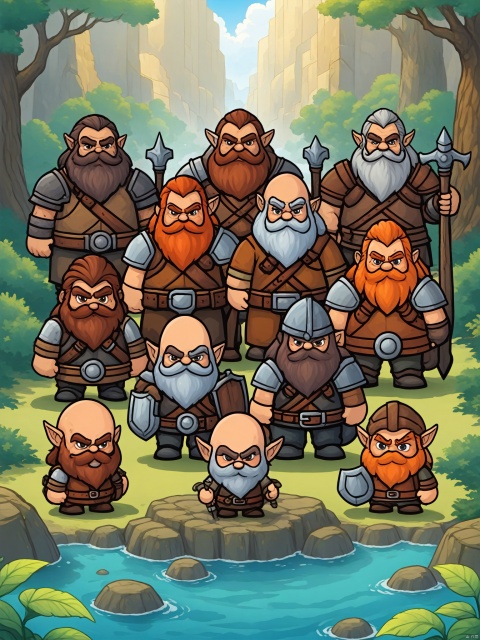  score_9, score_8_up, score_7_up, score_6_up, score_5_up, score_4_up score_9,score_8_up,Dwarves are a fictional character archetype that typically have short but robust bodies and are known for their incredible strength. Their skin color is usually gray or brown, and their hair is typically dark brown or auburn and short and stout. Dwarves' features are often rugged with prominent beards or goatees, which are considered indicative of their brawn and fighting prowess. They have dark-colored eyes and heightened vision due to their long periods of subterranean living.Dwarves typically wear heavy clothing and leather goods, which are made to be durable and protective during their mining and crafting processes. Their broad and powerful hands are highly regarded for their skilled craftsmanship, from building homes to the forging of weapons and armor.Generally, dwarves are known for their bravery and stubbornness. They value tradition, respect for the law, and family honor, which they take pride in. Overall, the dwarven archetype is widely used in culture to represent a variety of characters, including warriors, miners, craftsmen, and elites in various fields.The gentle sunshine and natural scenery under the sunlight: The sunshine is a source of vitality for life. It shines on all things in nature, makes all plants and trees full of vitality, and gives natural scenery a gentle and warm aesthetic.