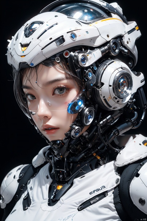  Sci-Fi Girl a fashion face with a Robo brutal white armor. Add a crown on the head. Artstation. Epic realistic, HKSTYLE, Electroplating paint