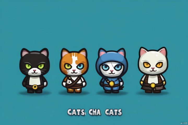  Three game characters, cats