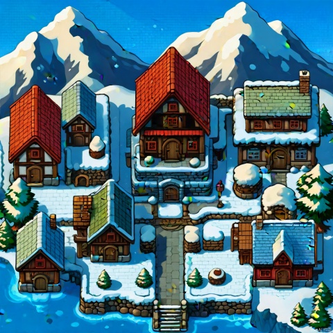  outdoors, sky, day, tree, no humans, window, building, scenery, snow, stairs, mountain, door, house, chimney