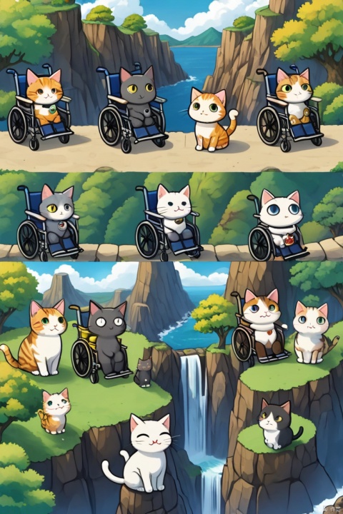 score_9, score_8_up,score_7_up,score_6_up, source_anime, =w=, :3, = =, eyes closed,ChiYamada, cat, black eyes, no humans, outdoors, windy, cliff, wheelchair, sitting
    