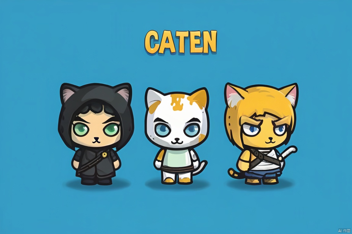  Three game characters, cats