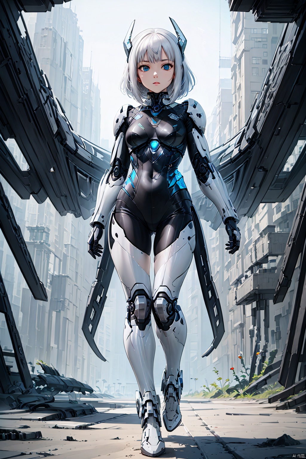 Masterpiece, Best Quality, 1 Mechanical Girl, Detailed Face, Shadow, 8k, Ultra Sharp, Metal, Complex, Ornament Detail, Electroplated Metallic Paint, Egyptian Detail, Highly Complex Detail, Rendered on cgSocial, Face Camera, Mechanical Limb, Mechanical Cervical Attached to the Neck, Wires and Cables Connecting the Head, Killing Machine, Ghost in a Shell, ((Anime Art Style)), Electroplating paint