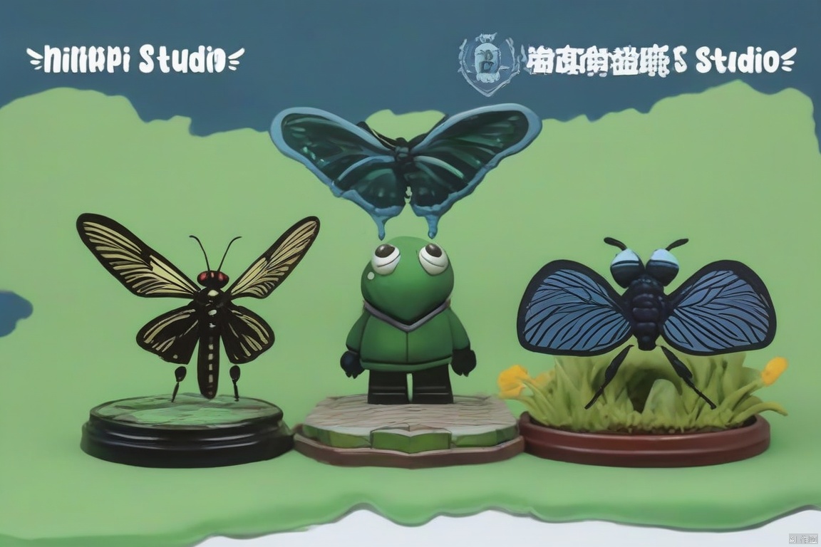  Poster, 2d game characters, masterpiece, title, Three game characters, insect , figure