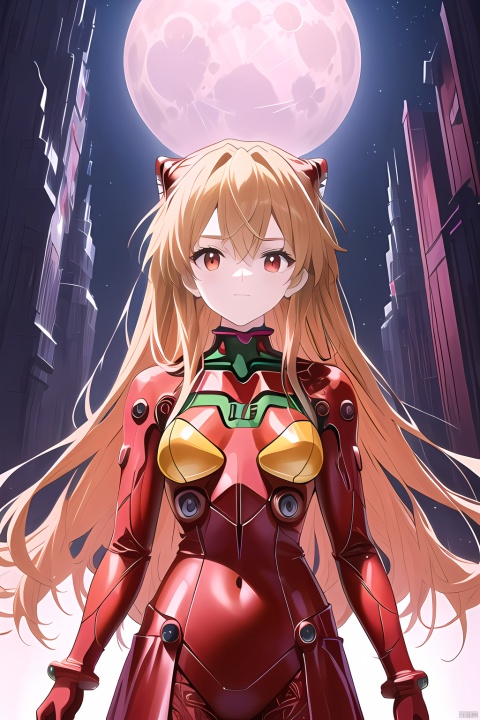 nijiMecha,lora:nijiMecha:0.85,(best quality, masterpiece, colorful, dynamic angle, highest detailed)(Asuka Langley),upper body photo,fashion photography of cute red long hair girl (Asuka Langley),dressing high detailed Evangelion red suit (high resolution textures),in dynamic pose,bokeh,(intricate details, hyperdetailed:1.15),detailed,moonlight passing through hair,perfect night,(fantasy art background),(official art, extreme detailed, highest detailed),HDR+