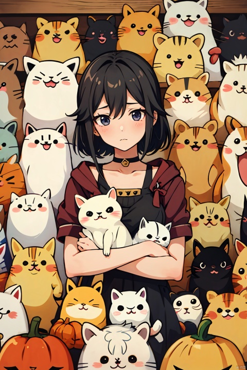  chick,too_many,stuffed_toy,stuffed_animal,stuffed_cat,:3,dog,hamster,teddy_bear,cat,ghost,bird,pokemon_\(creature\),kero,pumpkin,pikachu,jack-o'-lantern,bear,Kamado_Nezuko,WZRYbuzhihuowuYP,sailormoon,1girl,女帝,One piece, nahida, yoimiya (genshin impact), kuki shinobu