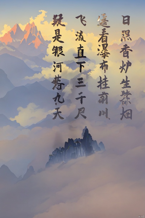 Masterpiece, best quality, mountain, waterfall, Lushan, flying down three thousand feet, suspected is the Milky Way fell nine days, mountains, rocks, flowers, clouds, fog,,,