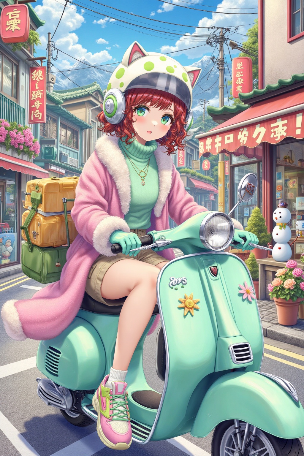 This is a soothing colored pencil illustration. The picture is dominated by high-saturation macaron tones (mainly pink,  b...