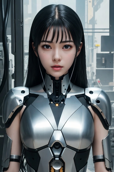  Masterpiece, Best Quality, 1 Mechanical Girl, Detailed Face, Shadow, 8k, Ultra Sharp, Metal, Complex, Ornament Detail, Electroplated Metallic Paint, Egyptian Detail, Highly Complex Detail, Rendered on cgSocial, Face Camera, Mechanical Limb, Mechanical Cervical Attached to the Neck, Wires and Cables Connecting the Head, Killing Machine, Ghost in a Shell, ((Anime Art Style)), Electroplating paint,真实