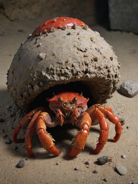  score_9, score_8_up, score_7_up, score_6_up, score_5_up, score_4_up,Hong Kong girl, Surreality, this is a magical hermit crab, with a red giant crab claw (it carries not an ordinary shell, but a bunker: 1.4), a strategic bunker built of concrete, shooting holes, flag: 1.2), (giant artillery placed on the bunker, rocket artillery: 1.5), (organically combined, biological weapon system: 1.3), a stunning body shape, a sense of oppression, realistic texture and light and shadow, game CG,