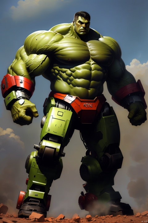 A man, athletic, huge, green body, mech, masterpiece, best quality, HD,32K