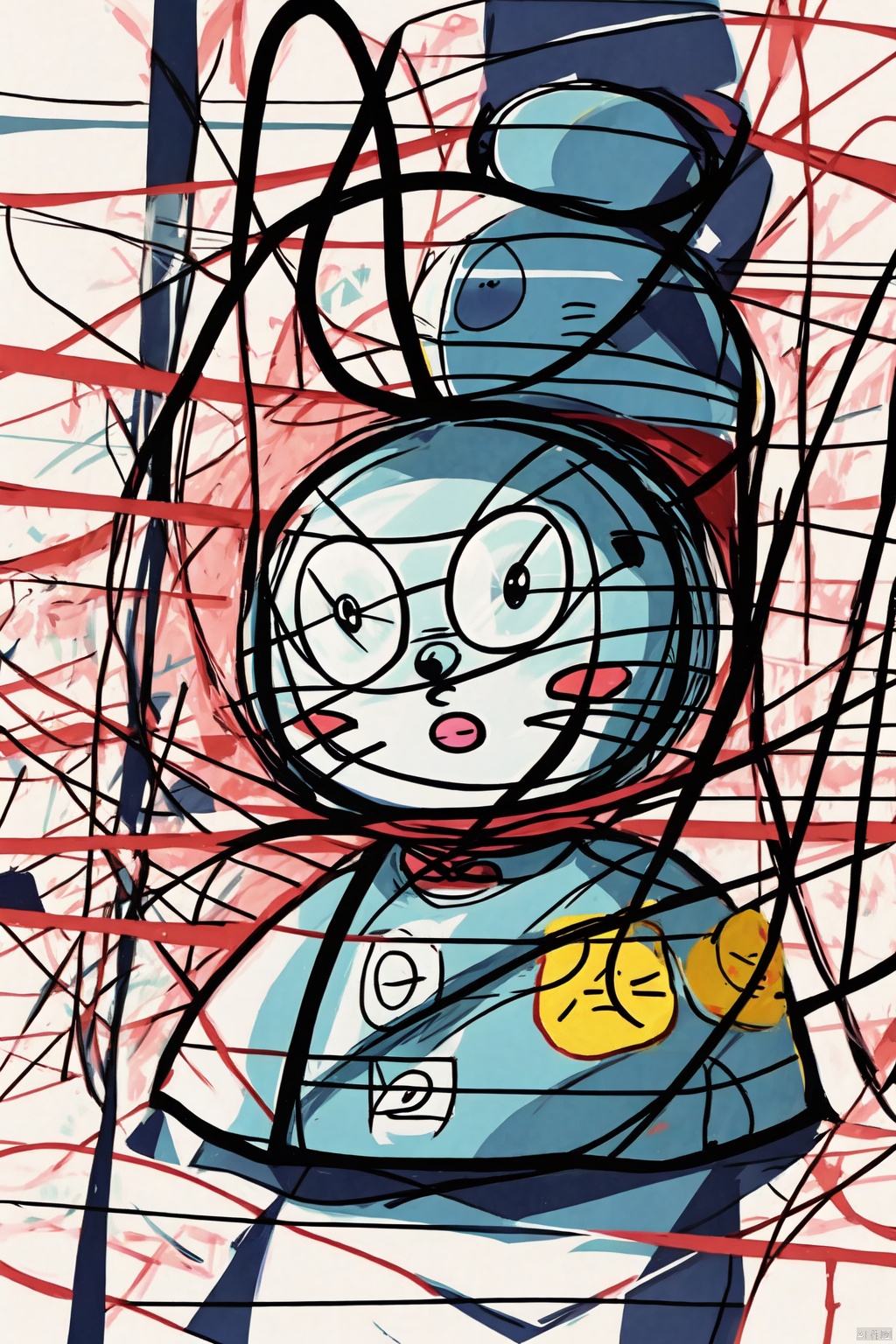  Doraemon,Clutteredlines,, Cluttered lines