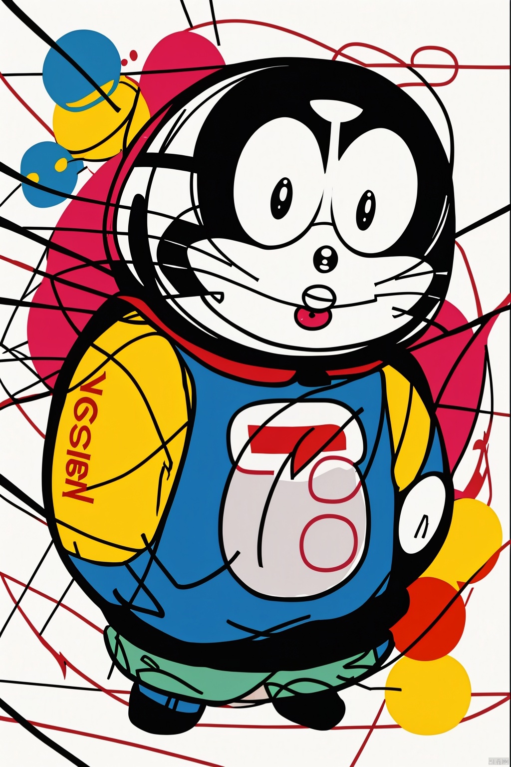  Doraemon,Clutteredlines,, Cluttered lines