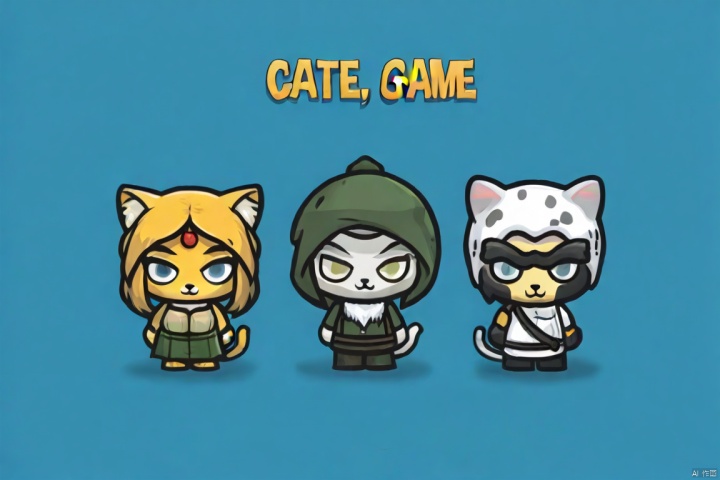  Three game characters, cats