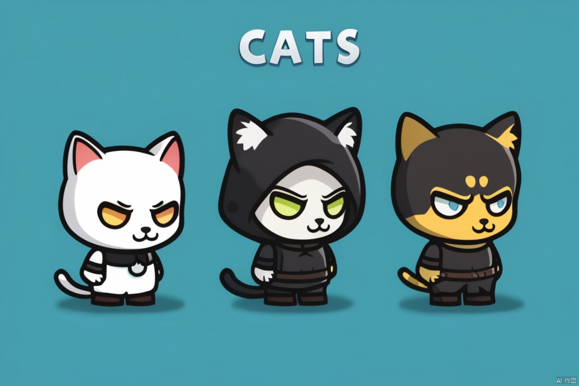  Three game characters, cats