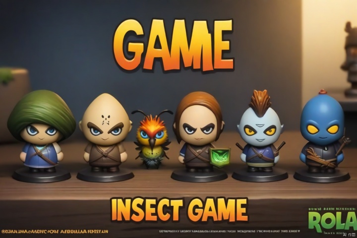  Poster, 2d game characters, masterpiece, title, Three game characters, insect , figure