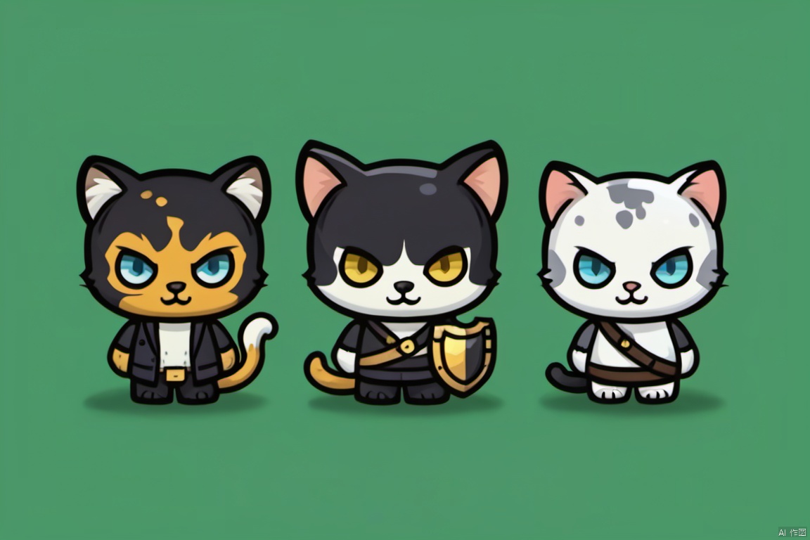  Three game characters, cats