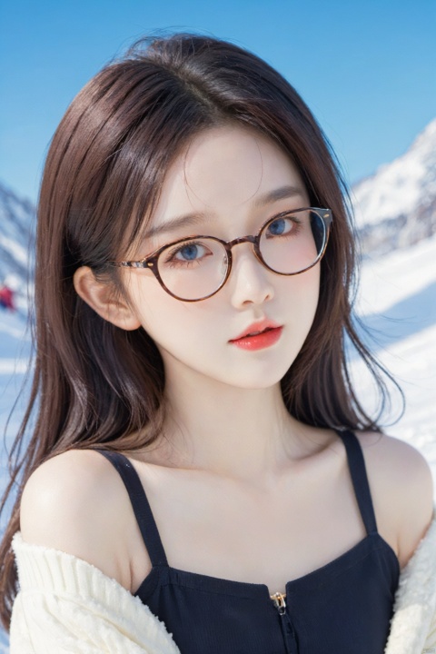  stym,1girl,glasses,Snow-white skin, Anime style, MAJICMIX STYLE, 1girl, FilmGirl, g010