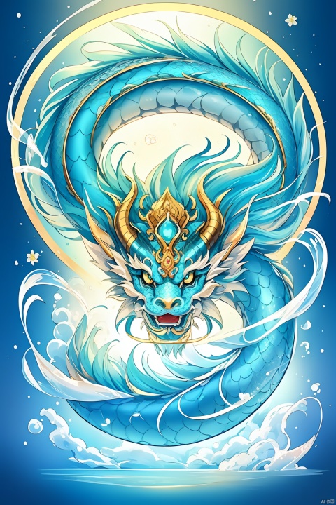  Surrealist photography, top view, oriental
Mythical, frozen, hovering in sparkling light blue water An ice blue Chinese dragon with its long eyelashes and golden dragon horns, glittering dragon scales, fluffy texture, incredibly clear shallow water, surrounded by white mist, big pink ice makes the lotus float on the water, gold foil, polished, perfect curves, sunshine, blue glare, sacred, natural, true, high detail, clean, simple, best image quality, in Asai Miki style, David Nordahl, naturalistic aesthetics, fast shutter speed, 14mm lens, perfect composition, 8k HD