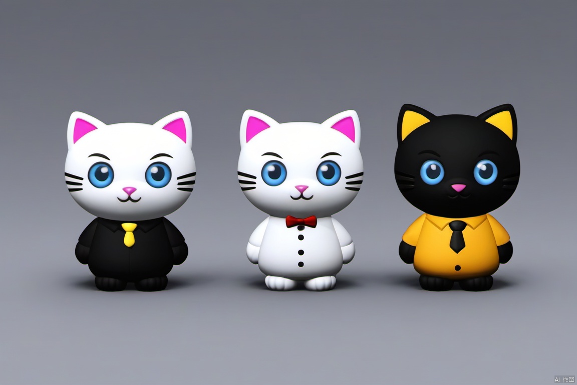  Three game characters, cats, figure