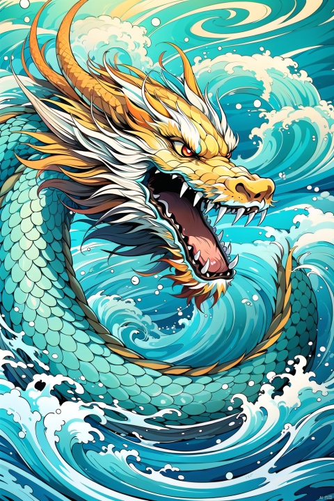 dragon,caustics,fangs,ocean,open mouth,pool,ripples,sharp teeth,splashing,teeth,water,waves