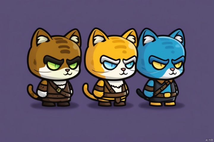  Three game characters, cats