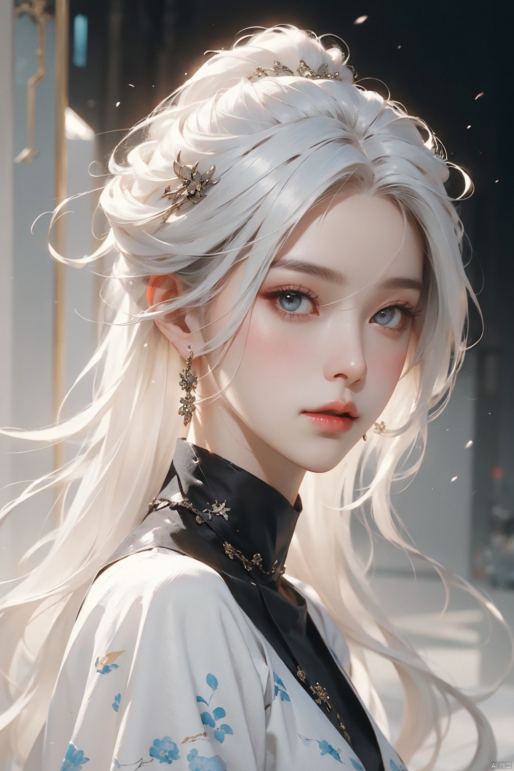  a close up of a woman with white hair and a white mask, beautiful character painting, guweiz, artwork in the style of guweiz, white haired deity, by Yang J, epic exquisite character art, stunning character art, by Fan Qi, by Wuzhun Shifan, guweiz on pixiv artstation,1 girl