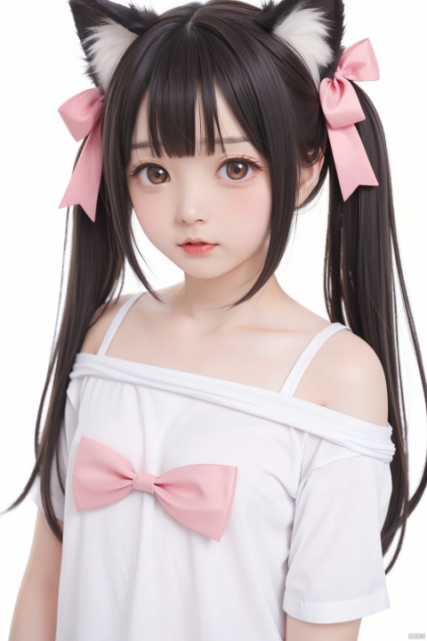  masterpiece,best quality,very long hair,cowboy shot,4349,animal_ears,1girl,twintails,simple_background,shirt_pull,white_background,long_hair,solo_focus,black_hair,cat_ears,looking_at_viewer,blush,parted_lips,bangs,loli,animal_ear_fluff,flat_chest,clothes_pull,bow,pink_bow,shirt,upper_body,hair_bow,bare_shoulders,off_shoulder,white_shirt,