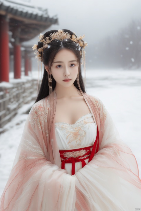  arien_hanfu,1girl,half,(Masterpiece:1.2), best quality, arien_hanfu, 1girl, (falling_snow:1.3), looking_at_viewer,(big breasts:1.63),hand101,宋韵, Purity Portait, GauzeSkirt,国风古装,古装