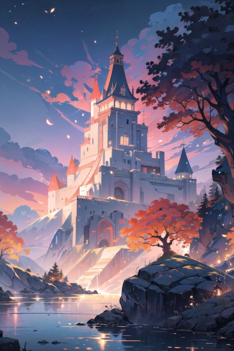  masterpiece,extremely detailed CG unity 8k wallpaper,best quality,high resolution illustration,Amazing,highres,intricate detail,best illumination,best shadow,an extremely delicate and beautiful,qiuyinong,no humans,scenery,river,bright,tree,cozy animation scenes