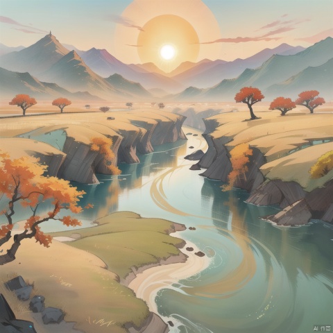 gushi, the sun sets over the mountains and the Yellow River flows into the sea. If you want to see a thousand miles away, go to the next level.