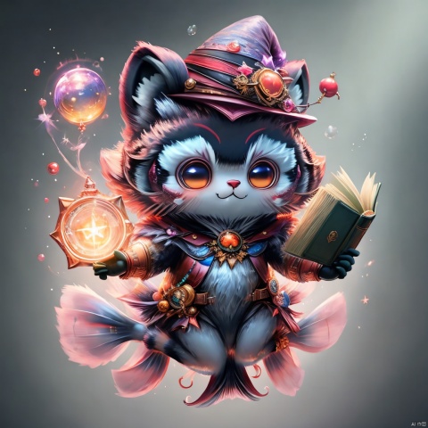amazing quality, masterpiece, best quality, hyper detailed, ultra detailed, UHD, perfect anatomy, magic world,
(manul and fish:1.4), fish in the air, spell magic to get fresh fish as food,( fish jumping from magic book:1.3), energy flow,
a full body of a cute manul, kawaii, wearing witches robe, witches hat, holding magic book, magic book on one hand, spell magic,arttoy
