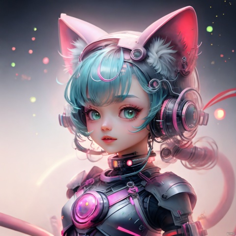  ((foreground with title text "AI World")), dynamic angle, multiple girls, 2 different girls Lisa and Ada, standing together, pretty face, cat ears, lovely, cute, cyber punk, looking at viewers, curious face, floating hair,dynamic pose,from above,joyful,execting,
abstract background, dark space, vertical string of green codes, Holographic of string of numbers, string of letters, cyber network, digital space, imaginative, cyber space, creative
BREAK, girl Lisa has pink hairs, 
BREAK, girl Ada has blue hairs,arttoy