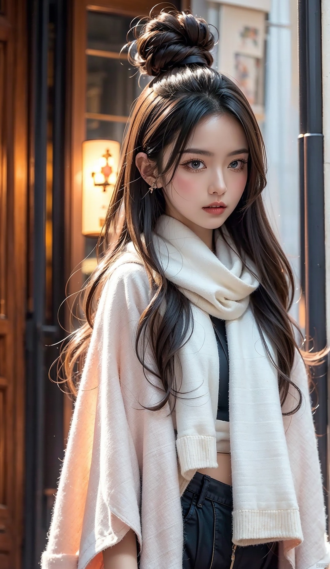 Fur scarf,1girl