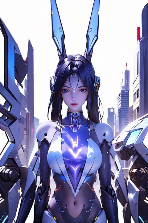  (Masterpiece, best picture quality), Cyberpunk, girl, rabbit ears,((metal and transparent shell | splicing robot)), transparent belly:1.1, metal spine:1.2, ircraft background, dynamic,perspective, xiaowu