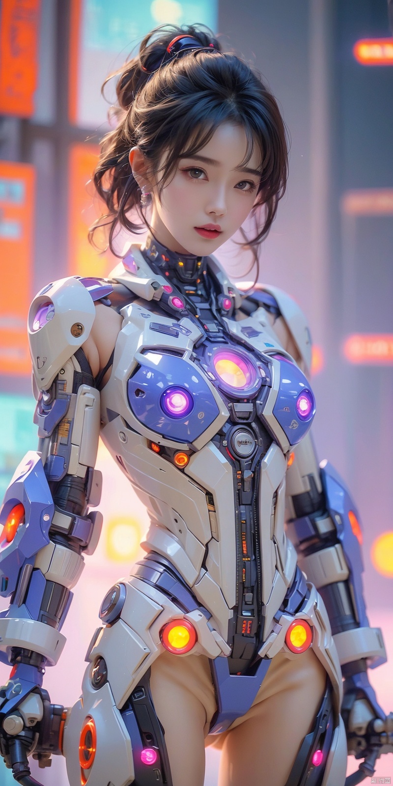  The TVGirl,mecha technology suit,standing,big chest,37-point lens,weird style,cyberpunk style,