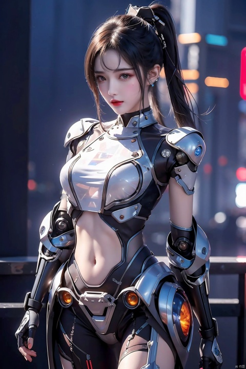  (Masterpiece, best picture quality), Cyberpunk, girl, ,((metal and transparent shell | splicing robot)), transparent belly:1.1, metal spine:1.2, ircraft background, dynamic,perspective, xiaowu, tq