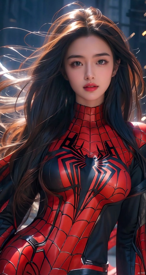 1Girl, Spider Man, Long Hair, Wind,